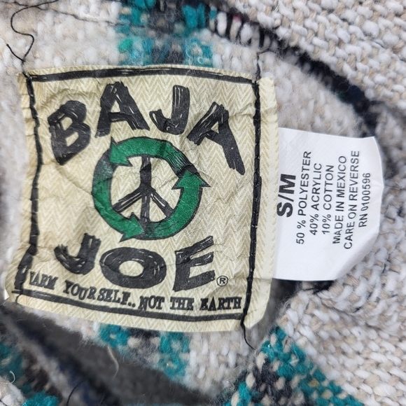 Baja Joe Hoodie Poncho Hoodie Multicolored Front Kangaroo Pocket Size S/M - Picture 9 of 9